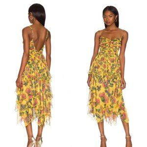 MISA Daphne Dress Midi Tiered Strappy Dress, Size Small